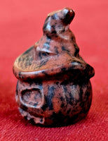 Mahogany Obsidian Crystal Jack-O-Lantern w/Hat Carving 🧙‍♀️🖤🎃