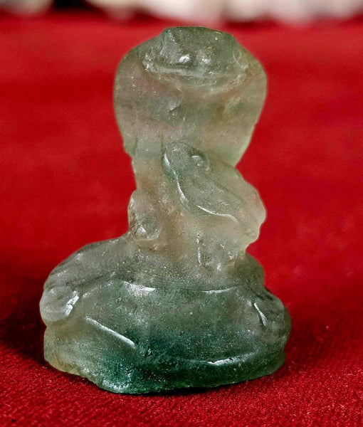 Green Fluorite Crystal Coiled Cobra Snake Figurine 💚🐍🍏