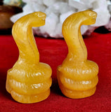 Orange Calcite Crystal Coiled Cobra Snake Figurine 🧡🐍🍊