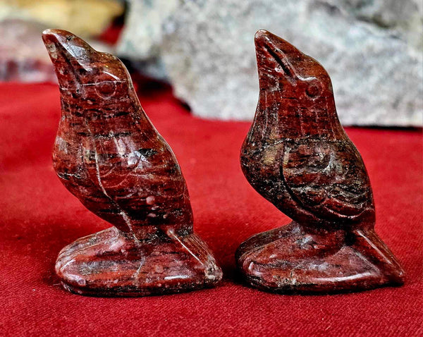 Brecciated Red Jasper Crystal Raven Carving 🐦‍⬛✨❤️