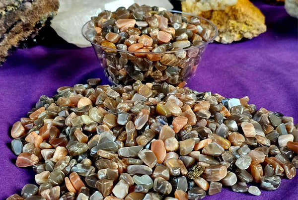 Black Moonstone Sunstone Mixed Crystal Chips 3oz Bag ✨🌙☀️🖤