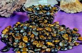 SM. Blue & Gold Tiger's Eye Crystal Tumbles 3oz Bag