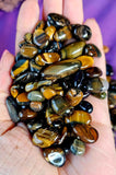 SM. Blue & Gold Tiger's Eye Crystal Tumbles 3oz Bag
