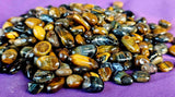 SM. Blue & Gold Tiger's Eye Crystal Tumbles 3oz Bag