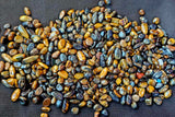 SM. Blue & Gold Tiger's Eye Crystal Tumbles 3oz Bag