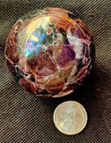 Arfvedsonite aka Fireworks Stone w/Garnet Crystal Sphere 🖤🎇🔮🎆❤️