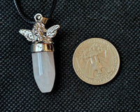 Rose Quartz Crystal Silver Cupid Necklace 👼💘😍🥀📿