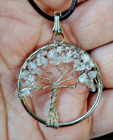 Clear Quartz Crystal Tree of Life Necklace on Adjustable Rope Chain 📿🤍🌳