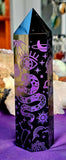 LG. Purple Engraved Black Obsidian Crystal Tower 🖤✨💜