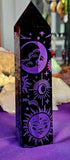 LG. Purple Engraved Black Obsidian Crystal Tower 🖤✨💜