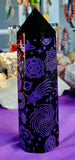 LG. Purple Engraved Black Obsidian Crystal Tower 🖤✨💜