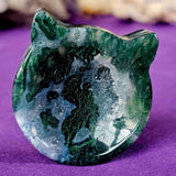 Moss Agate Crystal Cat Ear Trinket Dish ✨😻🐾🐯🌱💚