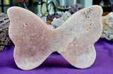 XL Pink Amethyst Butterfly Silhouette Carving 🩷🦋✨