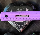 XL Pink Lotus Moonphase Black Obsidian Crystal Heart 🖤🌙🪷🩷