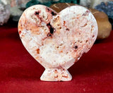 Mexican Lace Agate Crystal Puffy Heart w/Base #2 ❤️🩷💗