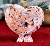 Mexican Lace Agate Crystal Puffy Heart w/Base #2 ❤️🩷💗