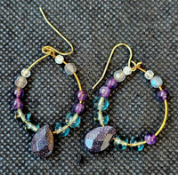 Rainbow Fluorite & Blue Goldstone Earrings 💙🌈