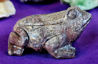 LG. Grey & Purple Jasper Crystal Frog Carving 💜🐸🩶