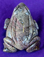 LG. Grey & Purple Jasper Crystal Frog Carving 💜🐸🩶