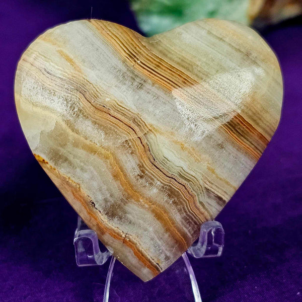 Banded Calcite Crystal Puffy Heart 💚✨🤎