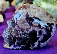 LG. Chevron Amethyst Crystal Skull 💀💜🤩