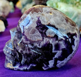 LG. Chevron Amethyst Crystal Skull 💀💜🤩