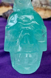 XL Aqua Fluorite Crystal Skull w/Lizard Mohawk 🩵💀🦎