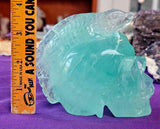 XL Aqua Fluorite Crystal Skull w/Lizard Mohawk 🩵💀🦎