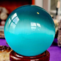 LG. Teal Cat's Eye Crystal Sphere 🔮🩵