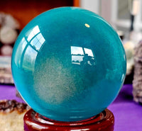 LG. Teal Cat's Eye Crystal Sphere 🔮🩵