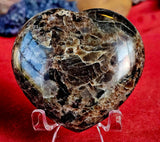 LG. Brown Larvikite Crystal Puffy Heart 🍂🍁✨🤎