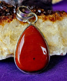 Red Jasper Teardrop Shaped Silver Pendant 🥈♥️💧