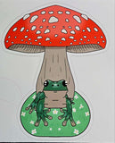 LG. Frog Relaxing Under Mushroom Sticker 🐸🍄🐸