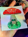 LG. Frog Relaxing Under Mushroom Sticker 🐸🍄🐸
