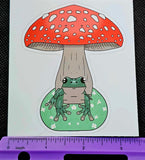 LG. Frog Relaxing Under Mushroom Sticker 🐸🍄🐸