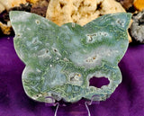 LG. Moss Agate Crystal Butterfly Carving 💚🦋🤍