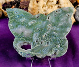 LG. Moss Agate Crystal Butterfly Carving 💚🦋🤍