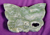 LG. Moss Agate Crystal Butterfly Carving 💚🦋🤍