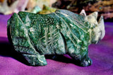 LG. Moss Agate Crystal Rhino Statue 💚🦏✨🤍