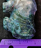 LG. Moss Agate Crystal Rhino Statue 💚🦏✨🤍