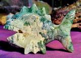 LG. Moss Agate Crystal Anglerfish Carving 💚🐟🐠🤍