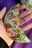 XL Rhyolite Jasper Crescent Moon w/Face 💚🌙☪️🌛🌘❤️