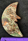 XL Rhyolite Jasper Crescent Moon w/Face 💚🌙☪️🌛🌘❤️