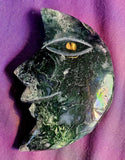 LG. Moss Agate Crystal Crescent Moon 🌙🍃💚