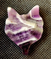 Chevron Amethyst Crystal Wolf Head 💜🐺🤍