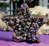 LG. Raw/Cut Electroplated (man-altered) Quartz Crystal Star Carving ⭐✨🤩🌈🌌