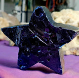 LG. Raw/Cut Electroplated (man-altered) Quartz Crystal Star Carving ⭐✨🤩🌈🌌