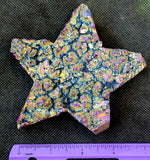 LG. Raw/Cut Electroplated (man-altered) Quartz Crystal Star Carving ⭐✨🤩🌈🌌