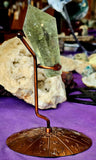 Prasiolite aka Green Amethyst Point on Metal Bronze Display Stand 🍃🍏💚🥉