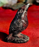 Arfvedsonite aka Fireworks Stone w/Garnet Crystal Raven Carving ❤️🐦‍⬛🖤🎆